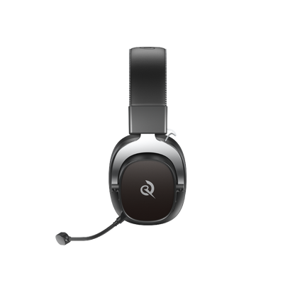 Auriculares para juegos Heroad VT200 Edición Tri-Mode con micrófono y diseño elegante en negro y plata.