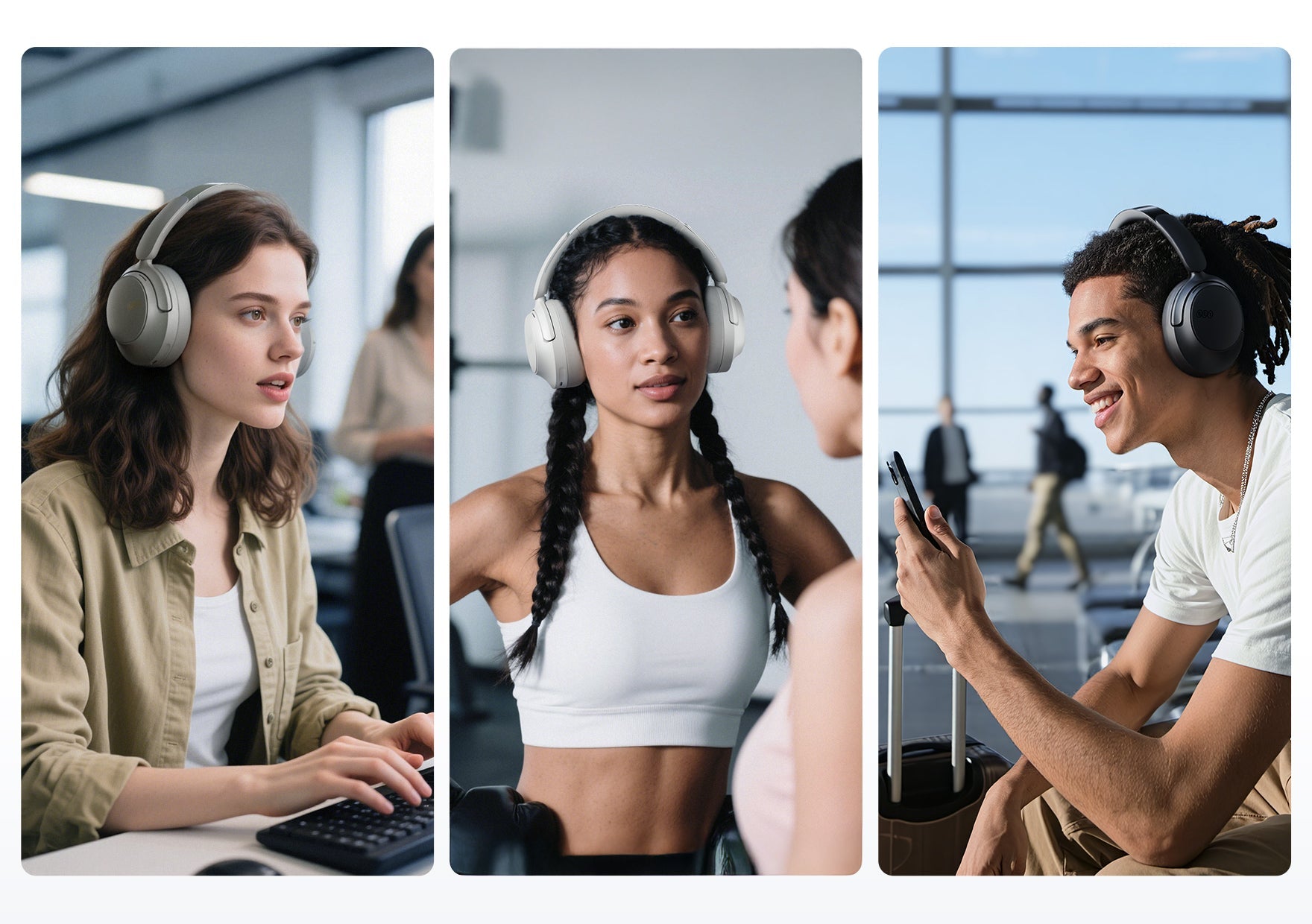 Auriculares para trabajo, fitness y viajes: elegantes y cómodos.