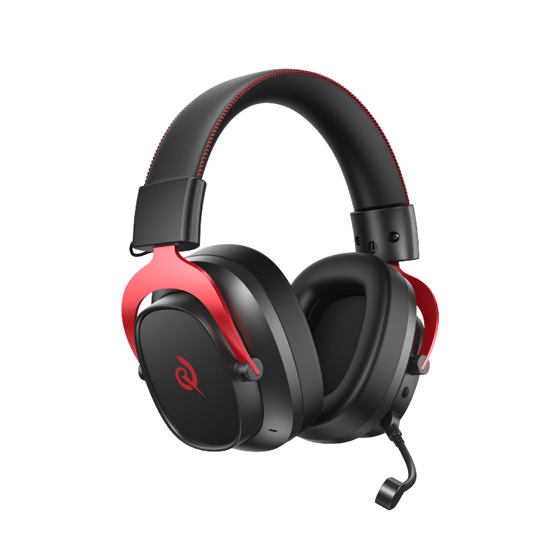 Auriculares para juegos Heroad VT200 Edición Tri-Mode con acento rojo y micrófono, negro y rojo, circumaurales, para PC y consola