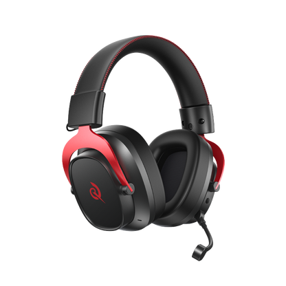 Auriculares para juegos Heroad VT200 Edición Tri-Mode con acento rojo y micrófono, negro y rojo, circumaurales, para PC y consola