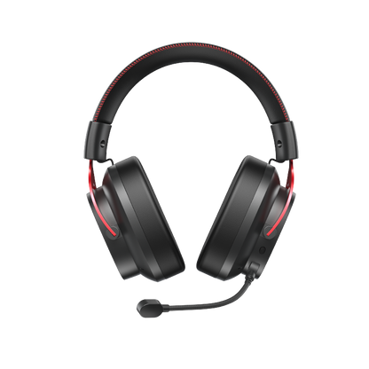 Auriculares Heroad VT200 Edición Tri-Mode con micrófono, negro y rojo, diseño circumaural, inalámbricos y optimizados para juegos.