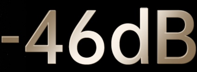 Indicador de nivel de sonido de -46dB sobre fondo negro