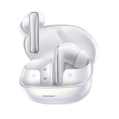 MeloBuds N65 – auriculares True Wireless blancos con caja de carga.