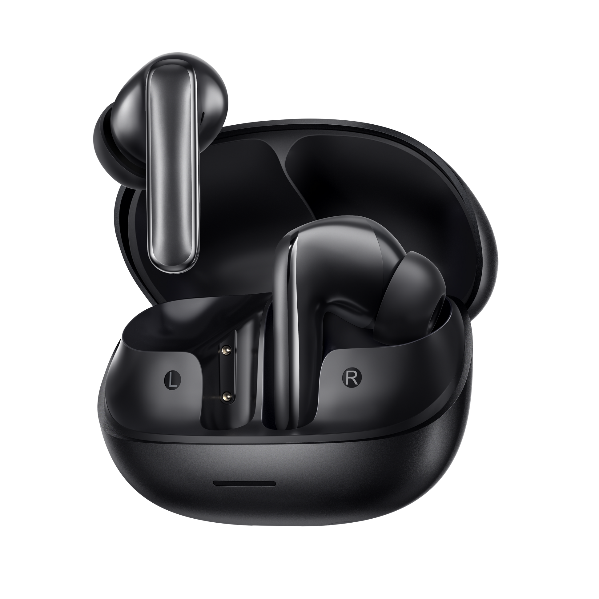 MeloBuds N65 – auriculares True Wireless negros con estuche de carga, marcado L/R.