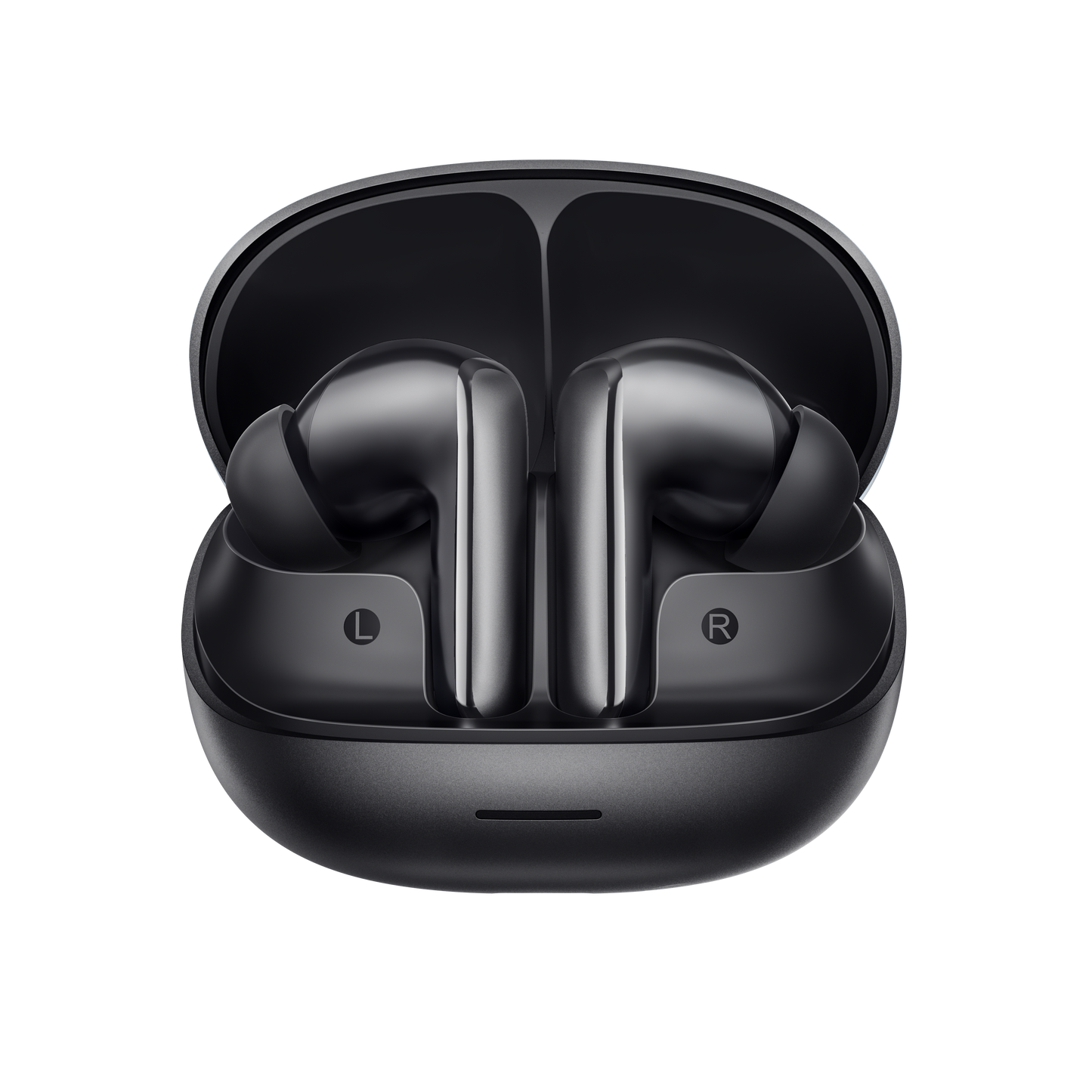 MeloBuds N65 – auriculares True Wireless negros en estuche de carga.