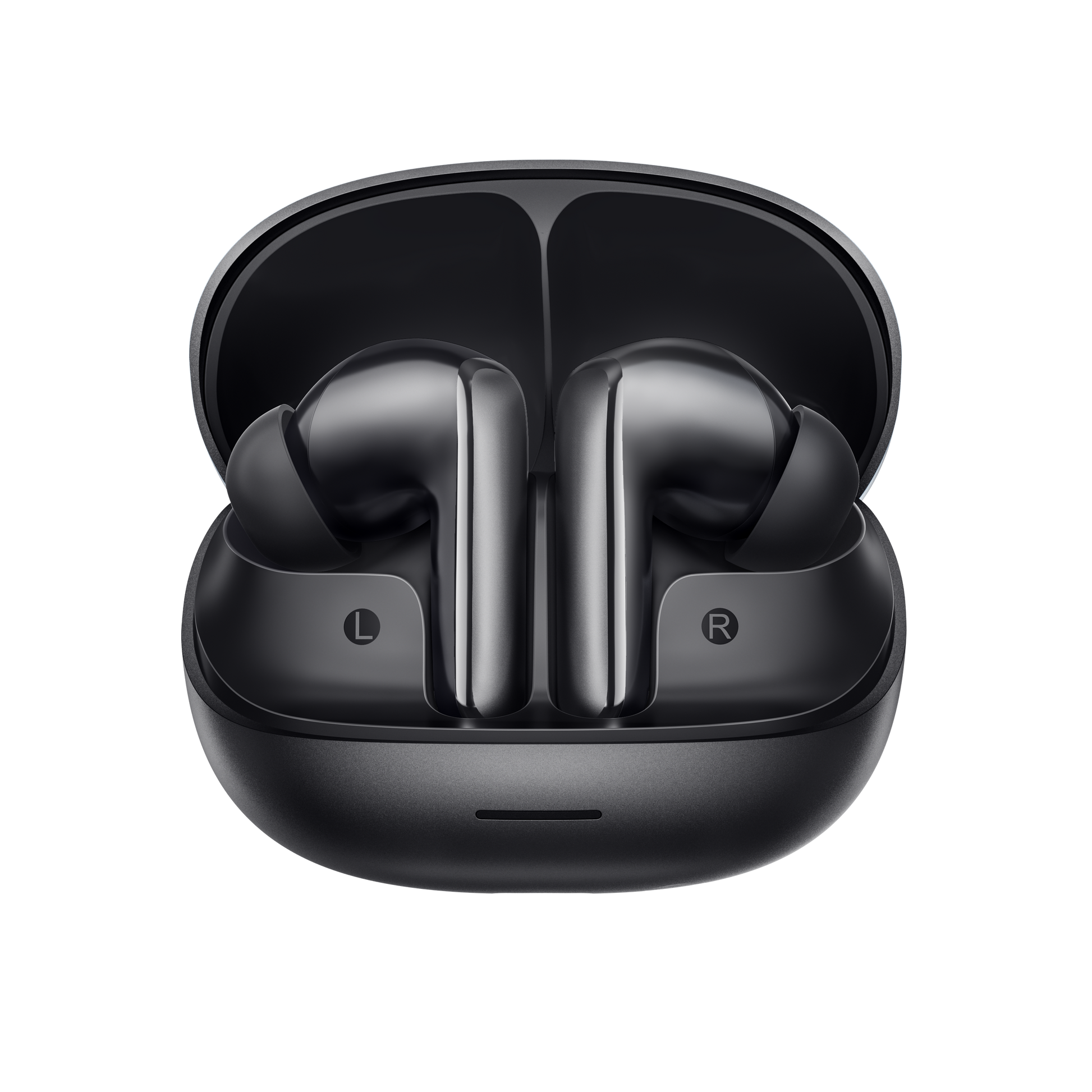 MeloBuds N65 – auriculares True Wireless negros en estuche de carga.