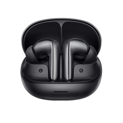 MeloBuds N65 – auriculares True Wireless negros en estuche de carga.