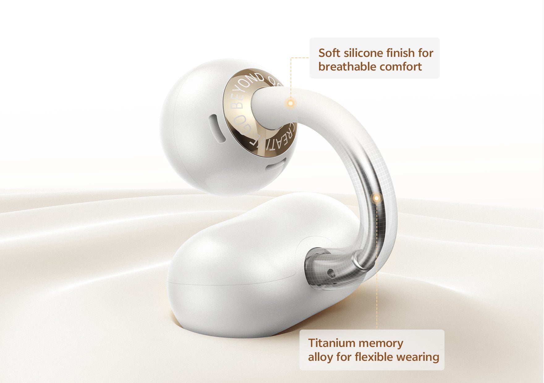 Auriculares inalámbricos con silicona suave para una sensación cómoda y aleación de memoria de titanio para un ajuste flexible