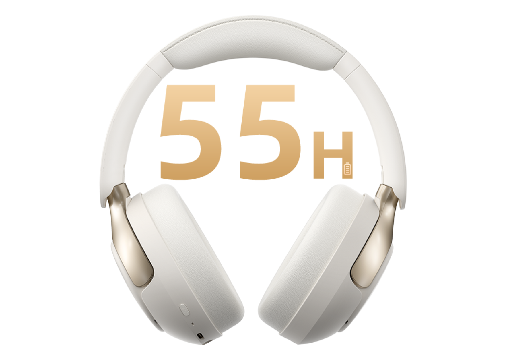 Auriculares blancos Over-Ear con 55 horas de duración de batería.