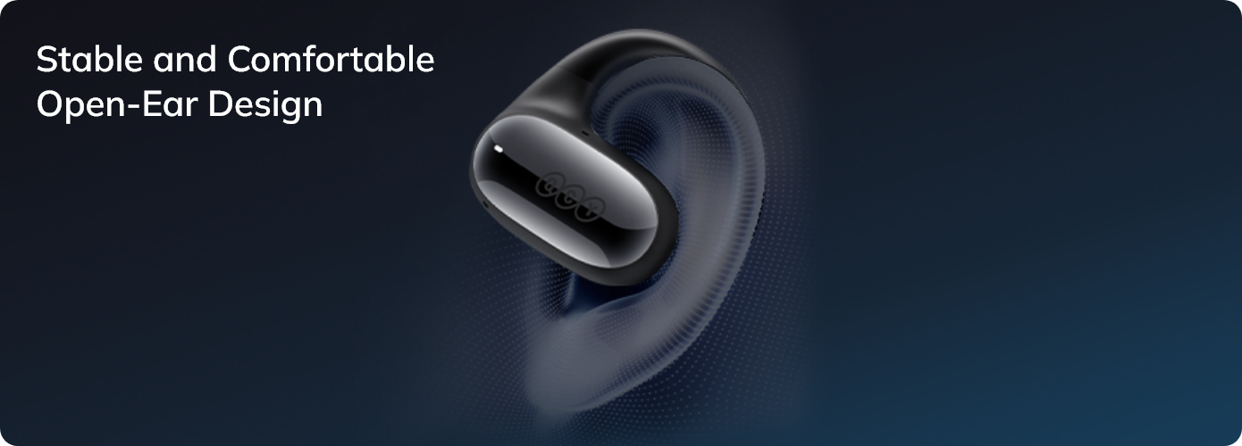 Diseño de auriculares Open-Ear estable y cómodo para un ajuste seguro.