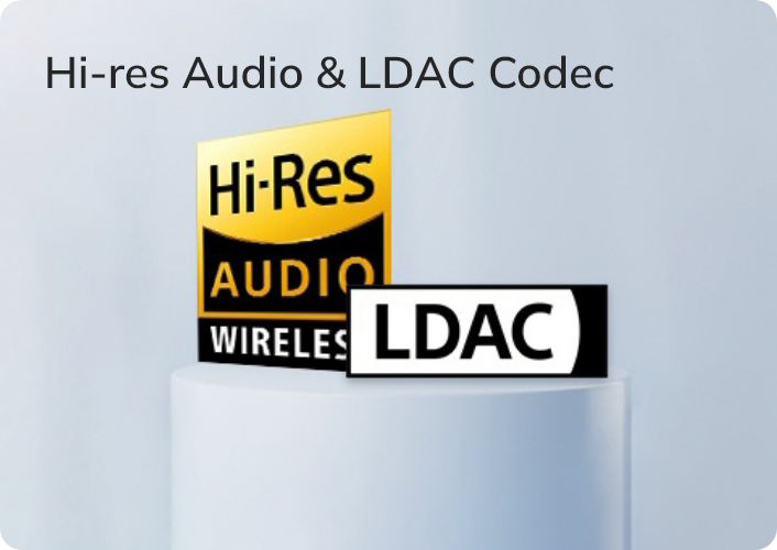 Logo de Audio Hi-Res y Códec LDAC – Tecnología Audiovisual Inalámbrica Premium