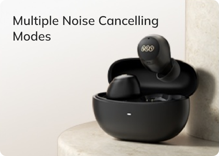 Auriculares True Wireless negros con estuche de carga y cancelación de ruido.