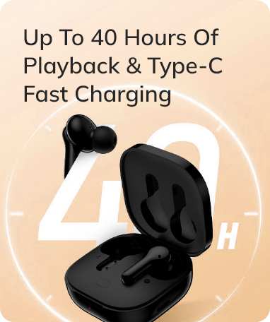 Auriculares True Wireless negros con estuche de carga, hasta 40 horas de reproducción y carga rápida Type-C.