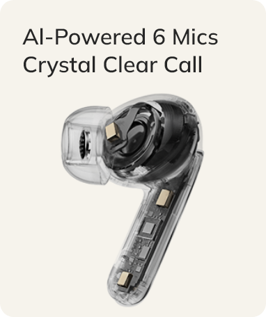 Auriculares inalámbricos con 6 micrófonos controlados por IA para llamadas cristalinas y calidad de voz óptima.