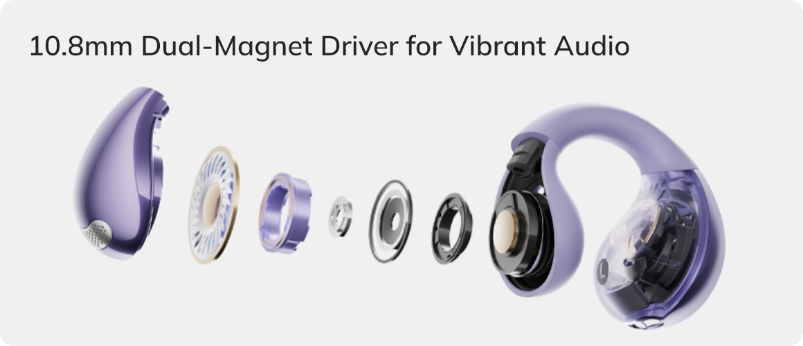 Controlador de doble imán de 10,8 mm para un sonido vibrante: auriculares intrauditivos morados en imagen explosiva
