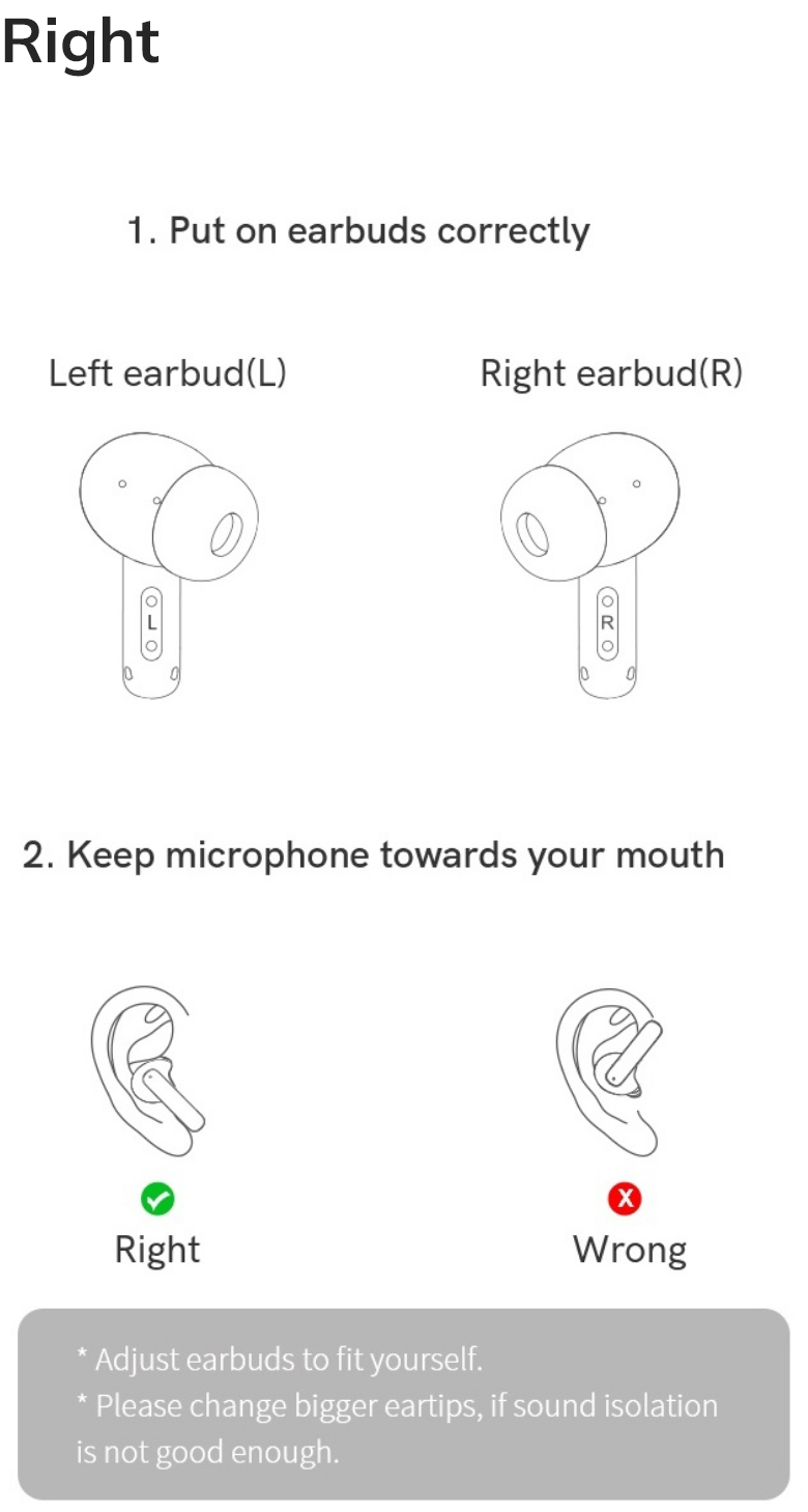 Instrucciones para usar correctamente los auriculares intrauditivos: posición y orientación adecuadas del micrófono para un uso óptimo