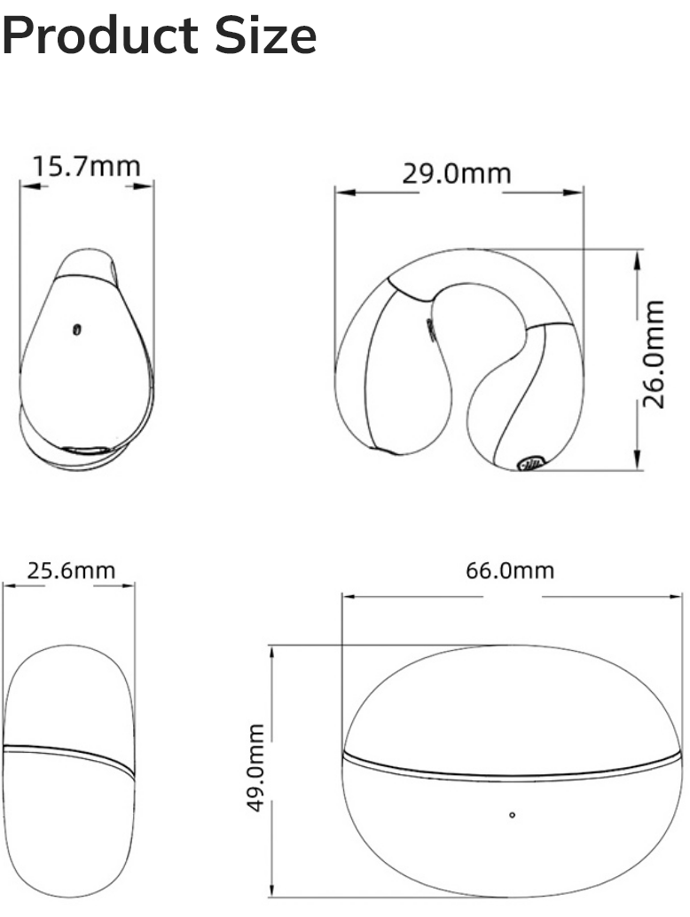 Dimensiones del producto: 66x49mm, 29x26mm, 15.7x25.6mm – dibujo técnico