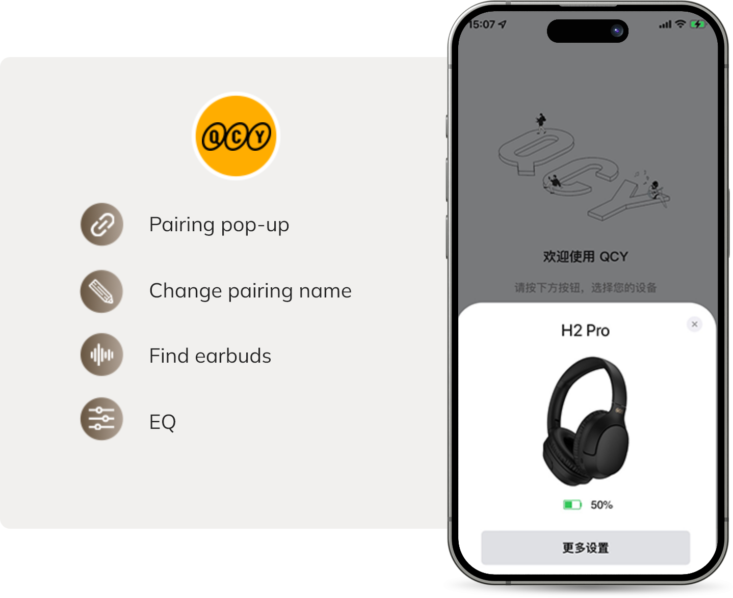 Auriculares QCY H2 Pro con control por app, ecualizador, localizador de auriculares y emparejamiento