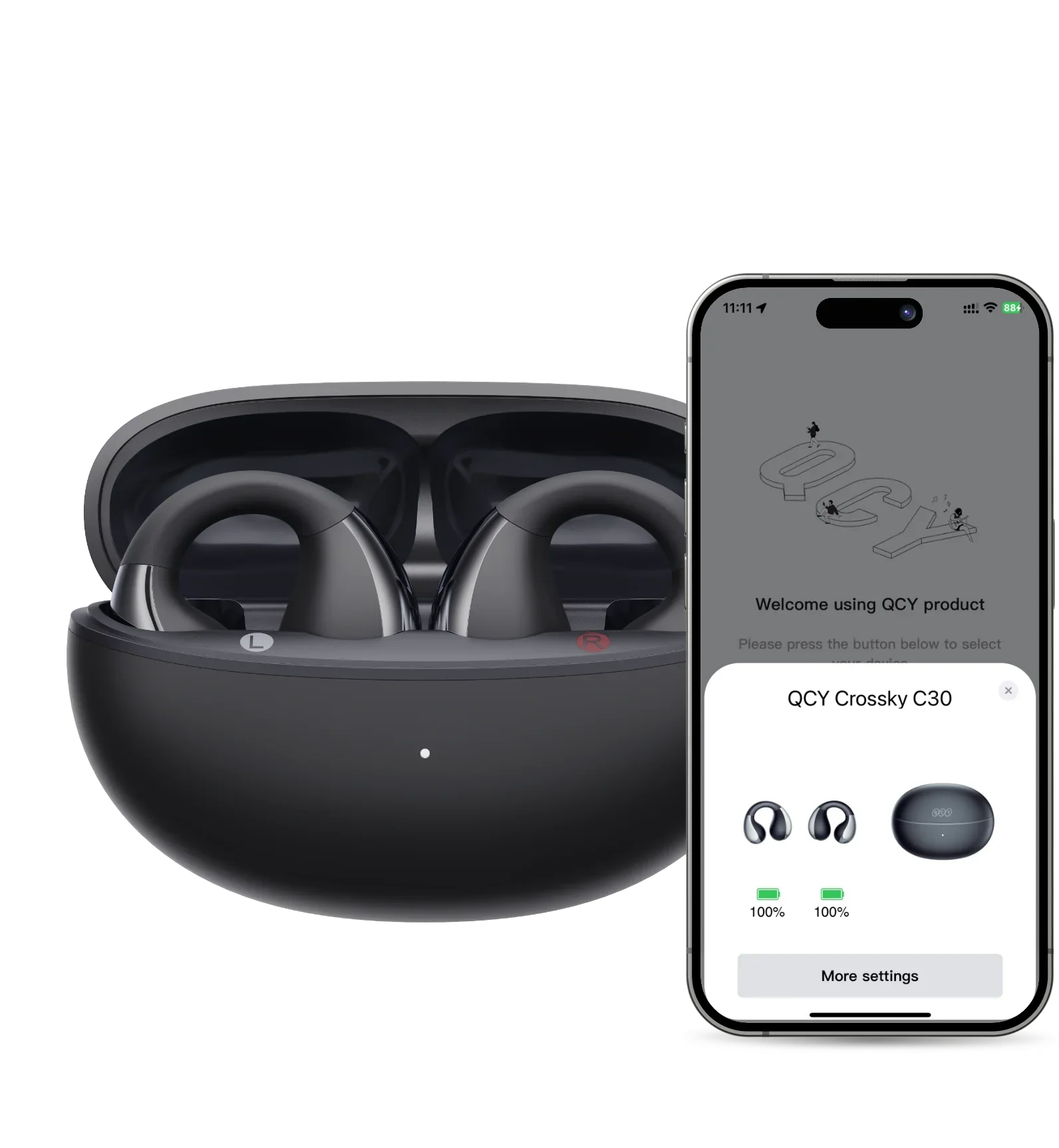 Auriculares inalámbricos verdaderos QCY Crossky C30 con estuche de carga
