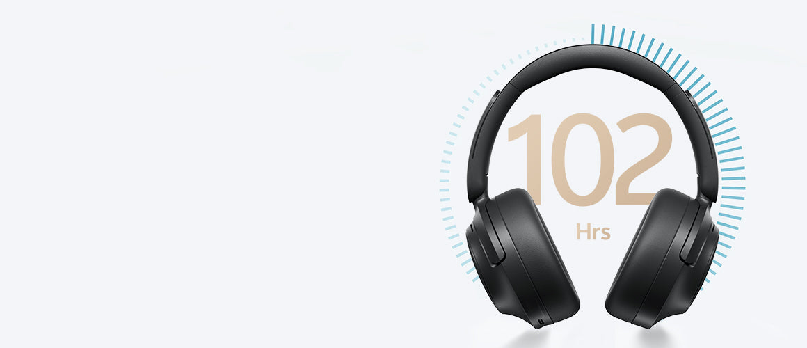 Auriculares negros Over-Ear con 102 horas de duración de batería
