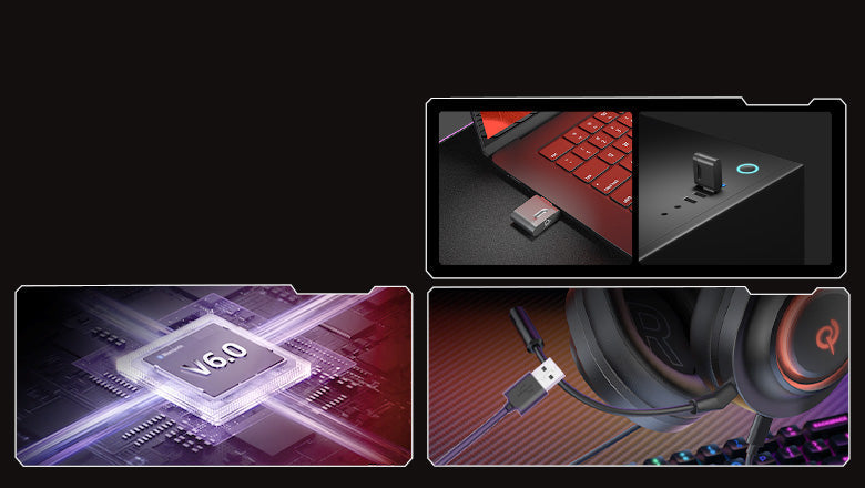 Portátil para juegos con teclado rojo, chip V6.0 y auriculares USB-C