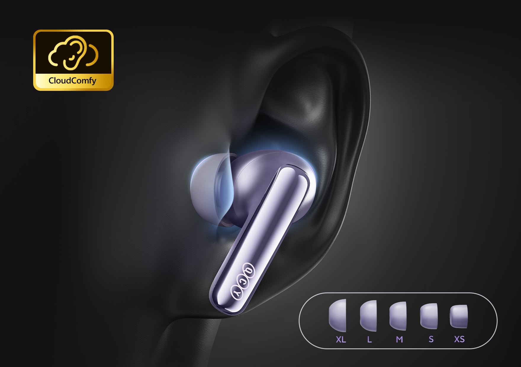 Auriculares inalámbricos ACGY True con comodidad CloudComfy y 5 almohadillas para los oídos.