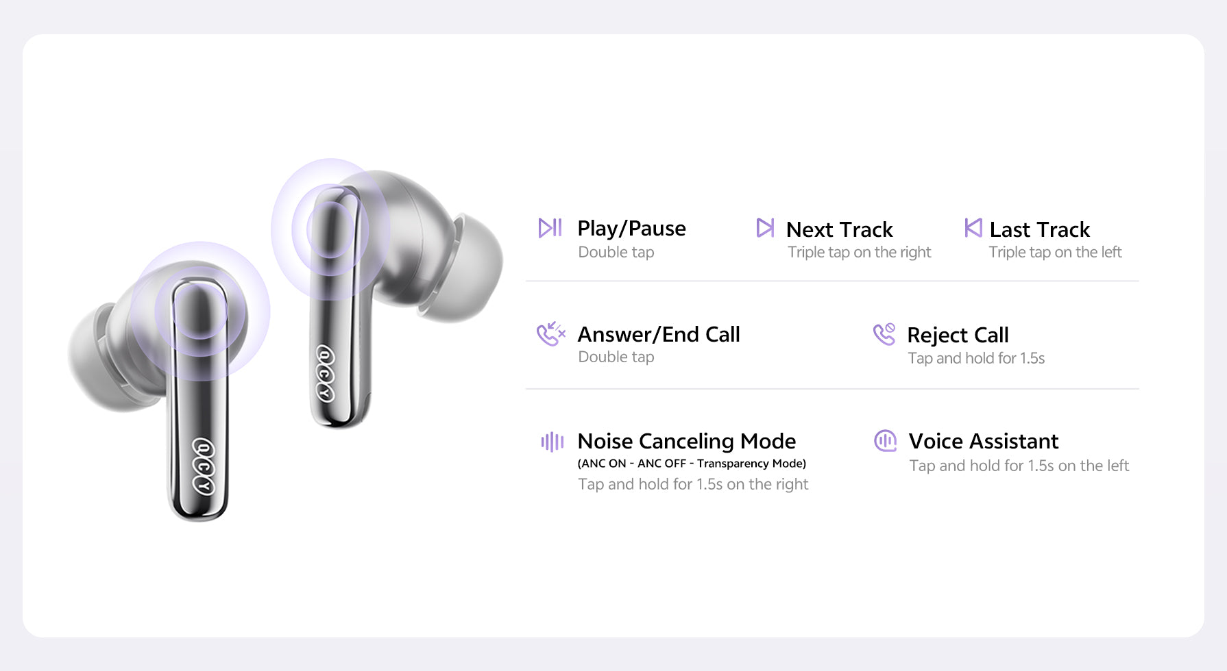 Auriculares inalámbricos verdaderos QCY T13: control de música, ANC, asistente de voz.