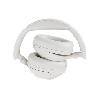Auriculares QCY H3 Over-Ear blancos, vista lateral plegada con diseño compacto y limpio y superficie mate suave.