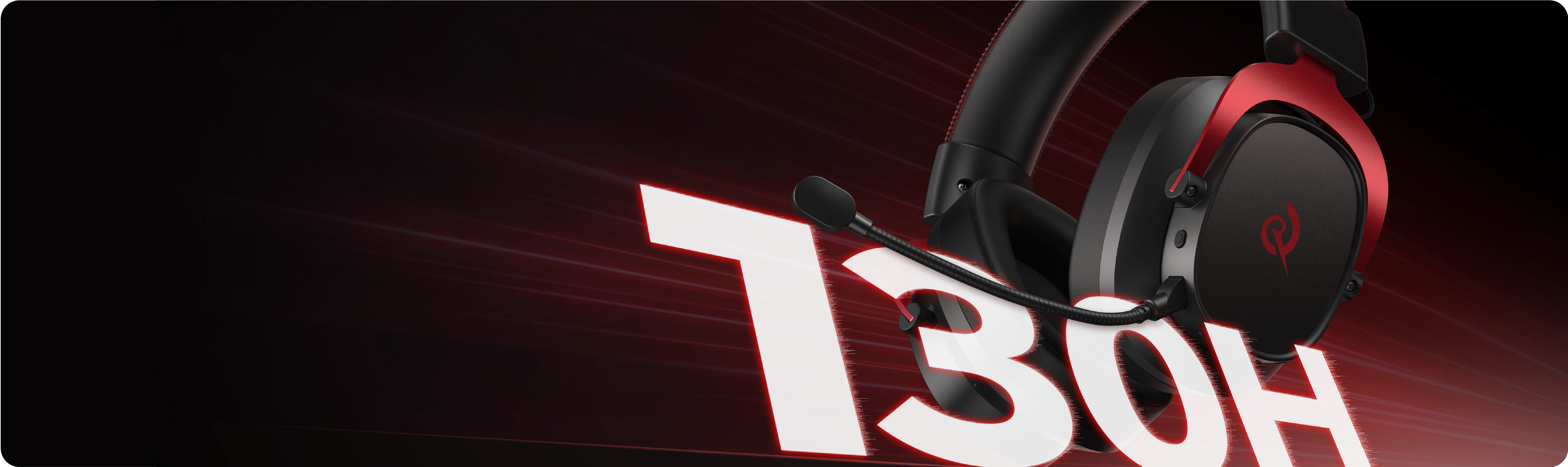 Auriculares para juegos T30H con micrófono, negro-rojo, diseño moderno para una calidad de sonido óptima y comodidad al jugar.