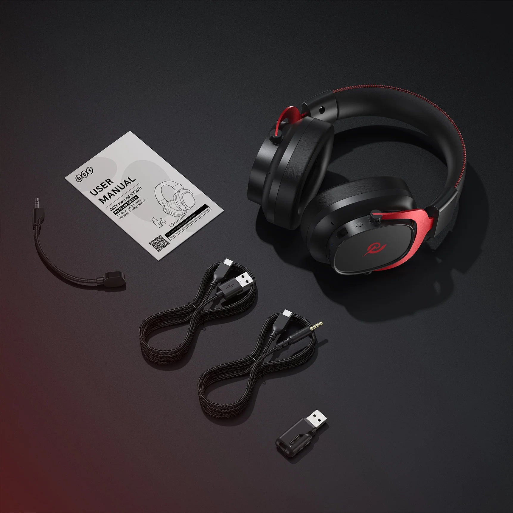 Auriculares para juegos QCY H300 con micrófono, USB-C y conector de 3.5 mm.