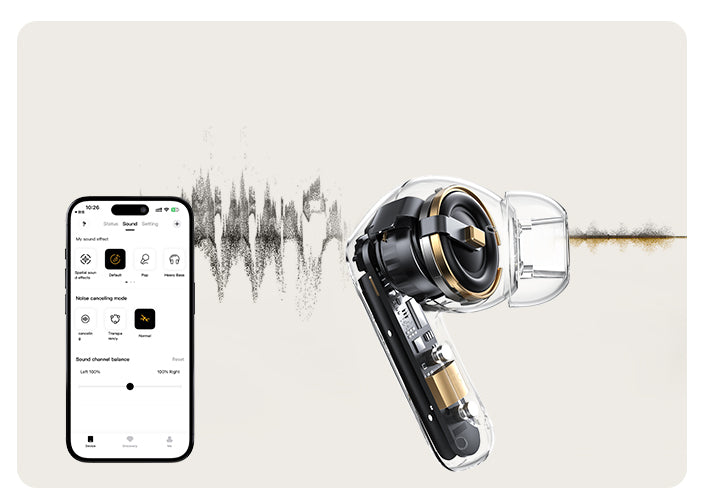 Auriculares con tecnología de cancelación de ruido y aplicación para smartphone para supresión de ruido y ajuste de sonido