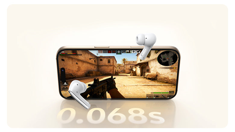 Auriculares inalámbricos con baja latencia para experiencias de juego móvil – tiempo de respuesta de 0,068 segundos