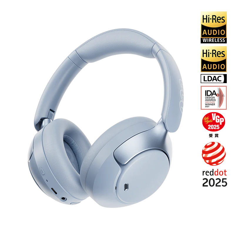 QCY H3 Pro auriculares Bluetooth circumaurales azules con audio Hi-Res, LDAC, y premios iF Design y VGP 2025
