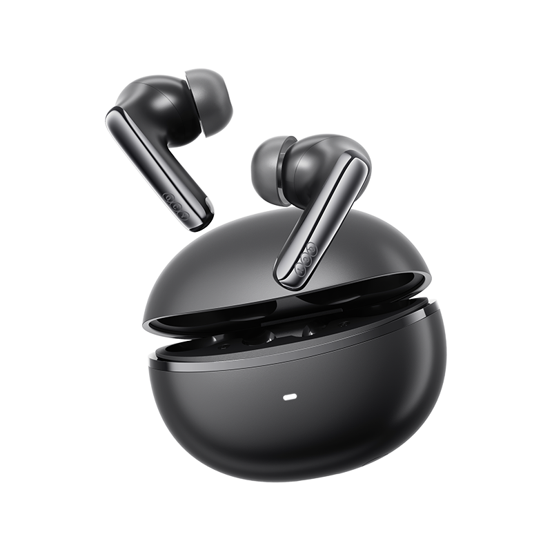 QCY MeloBuds N70 black wireless earbuds and charging case official product image