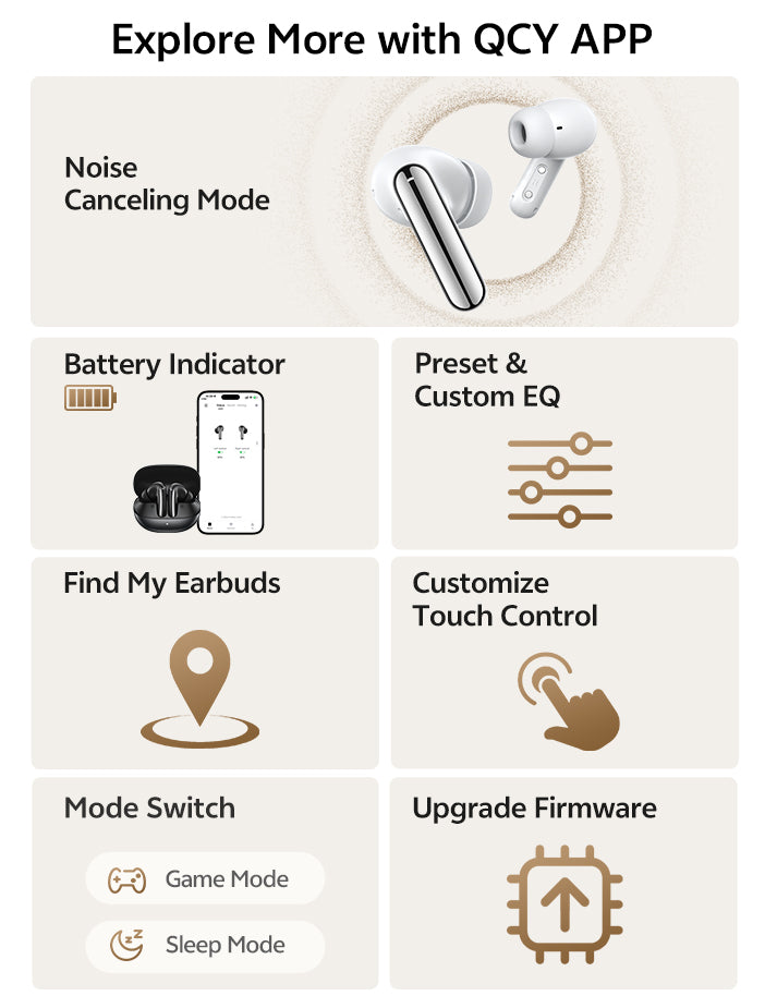 Auriculares QCY con cancelación de ruido, control por app y más funciones.